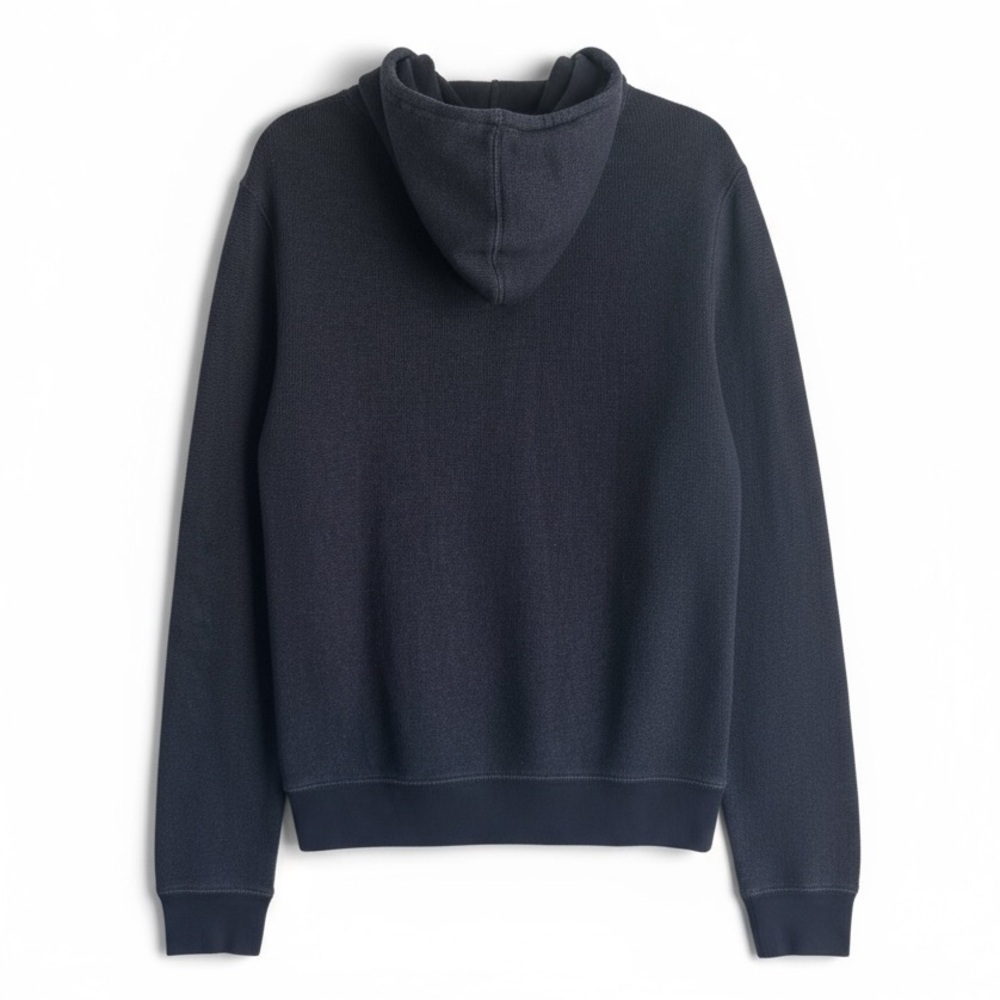 Banana Republic Textured Knit Pullover Hoodie Minimalist Casual Rich Navy Medium - Picture 3 of 5